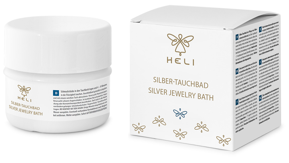 Heli silver jewelry bath, with rinsing basket, 150 ml