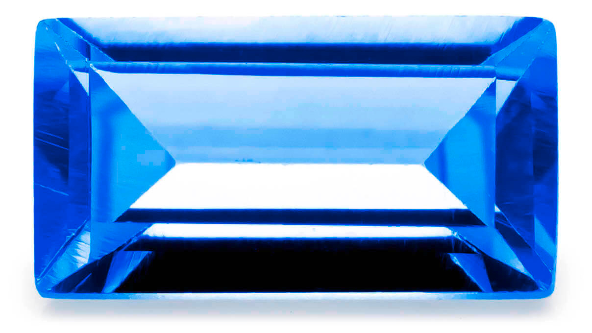 Synthetischer Farbstein, Saphir, Baguette, 6 x 3 mm