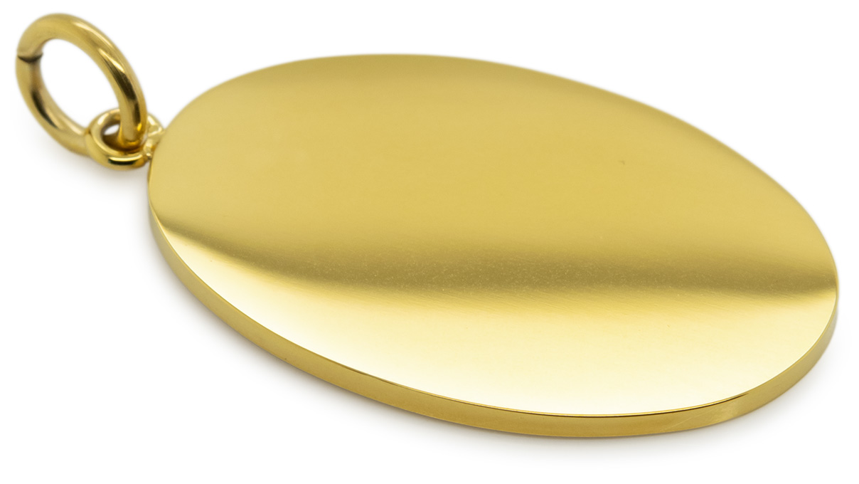 Gravurplatte vergoldet, oval 30 x 20 x 1,4 mm, Anhänger