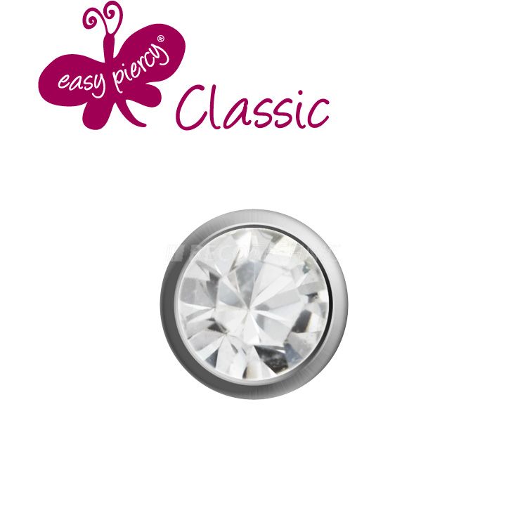 1 pairs ear studs Easy Piercy Classic, white, mini brilliant imitation