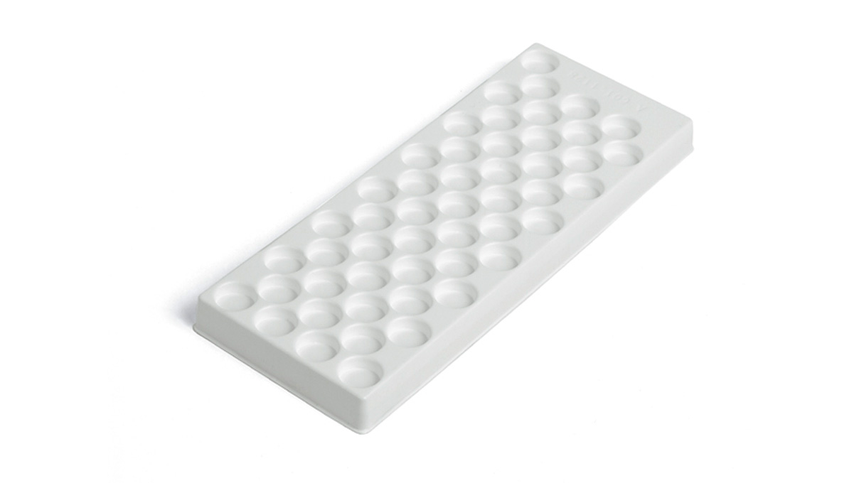 Plastic insert for assortment box N° 207566, 50 compartments Ø 17 x 5 mm