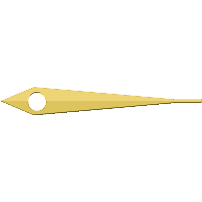 Aiguille des minutes, forme dauphine, jaune, trou Ø 0,8 mm, longueur 12 mm
