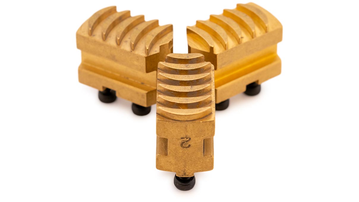 Basis aus Messing für Spannbacken als Unterteil für Delrin oder Stahlaufsätze, Set mit 3 Stück