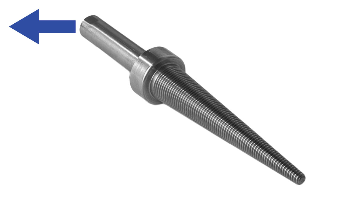 Polishing spindle for collet chuck, left, conical, for Polimaxx polishing machines