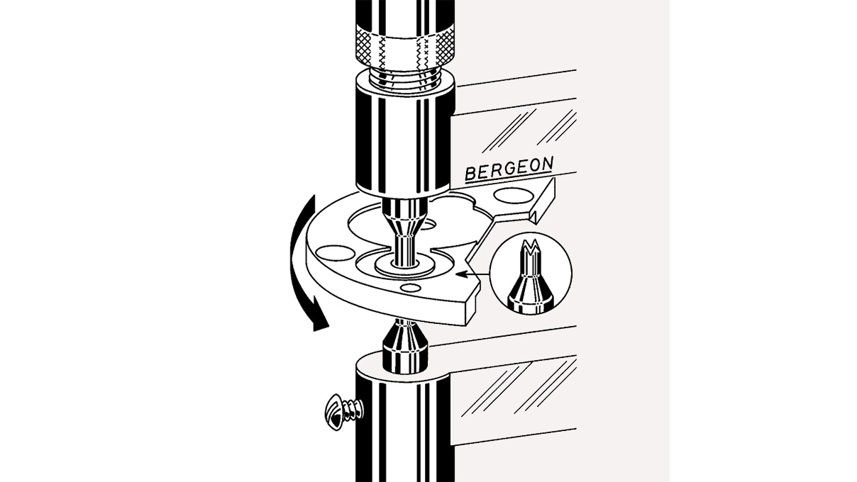Bergeon 30209 tool for broken screw extraction, including 2 driving pins