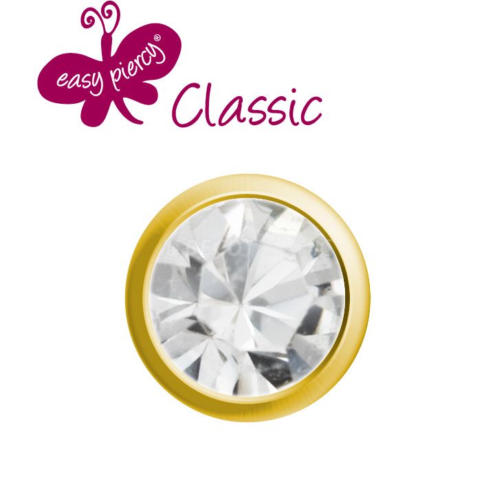 1 Paar Ohrstecker Easy Piercy Classic, vergoldet, Brillant Imitation