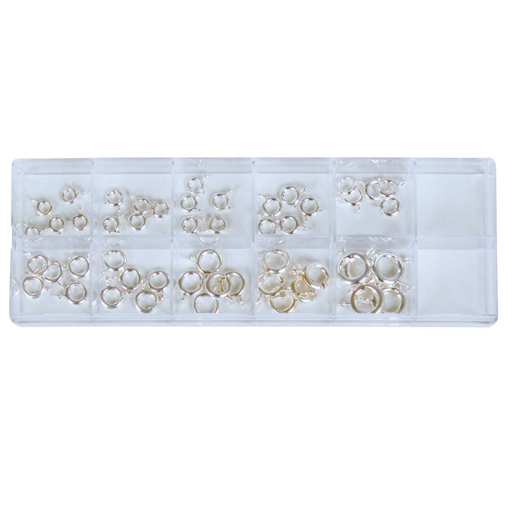 Assortment of spring rings without collar, Ø 5 - 12 mm, 925/- silver