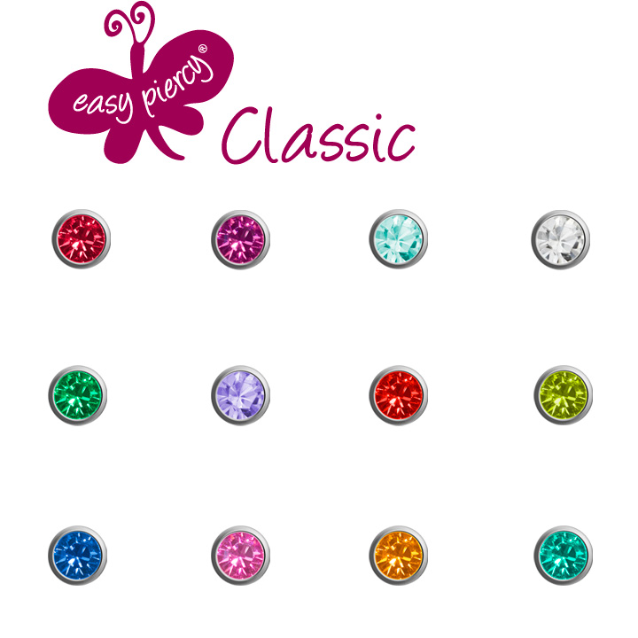 Ear studs Easy Piercy Classic, white, mini, assortment