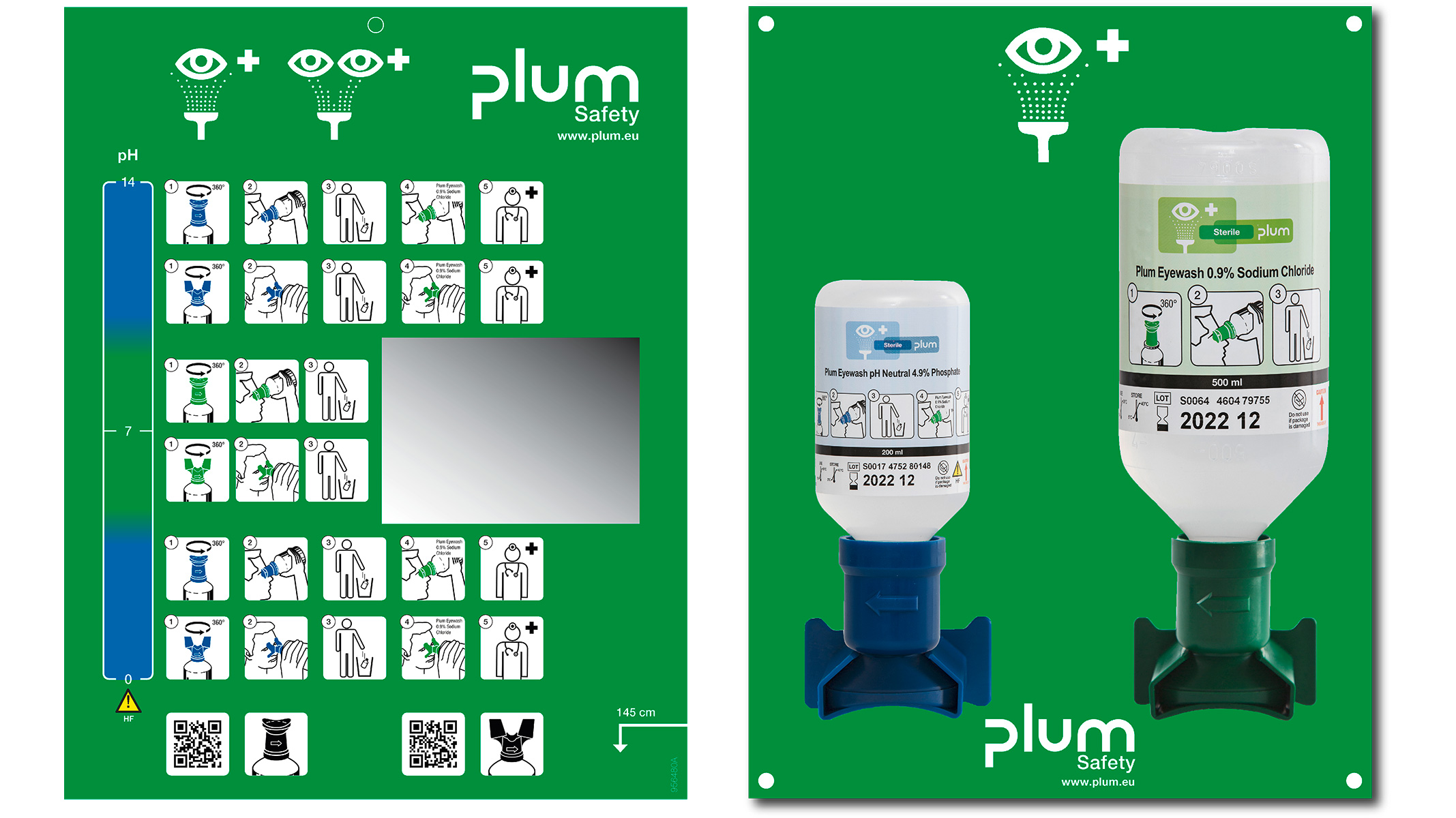 Plum combined eye wash station for accidents with acids or alkalis