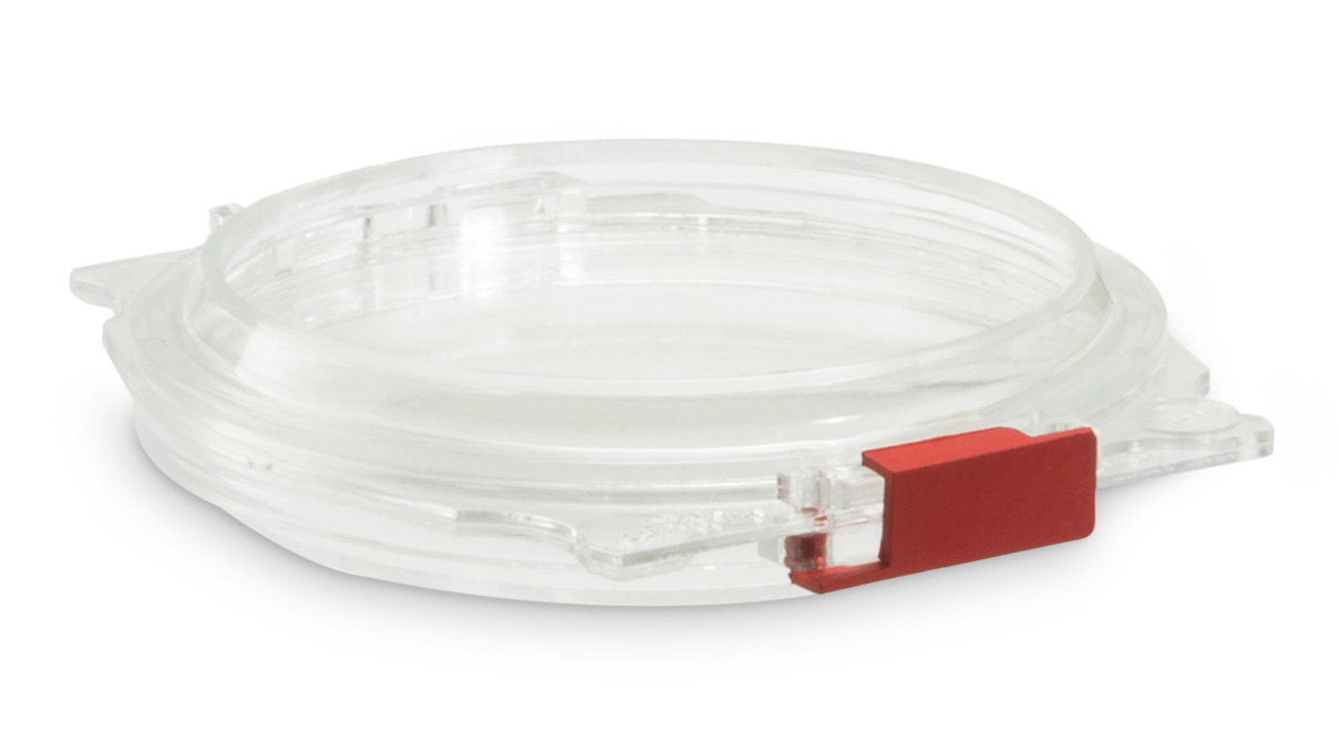 Membraandoosje, Ø 64 mm, hoogte 16 mm, met sluiting, transparant