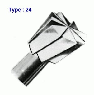 6 Spezialfräser aus Werkzeugstahl, Konus
gedreht Typ 24 - Ø 0,90 mm (009), Schaft Ø
2,35 mm