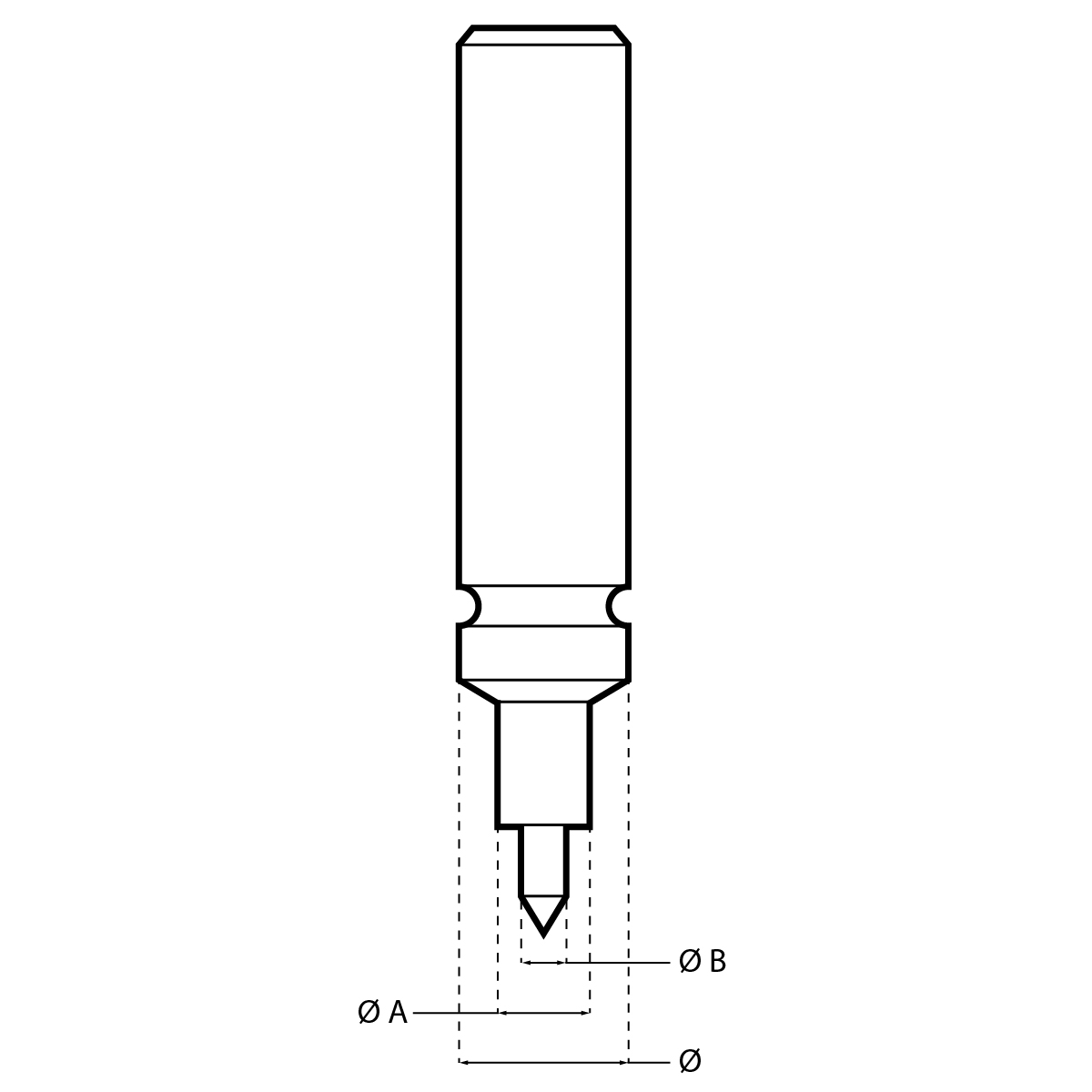 Federnder Stempel HORIA N°40-3 h-std Ø  0.40 mm / Ø Pumpe 0.20 mm