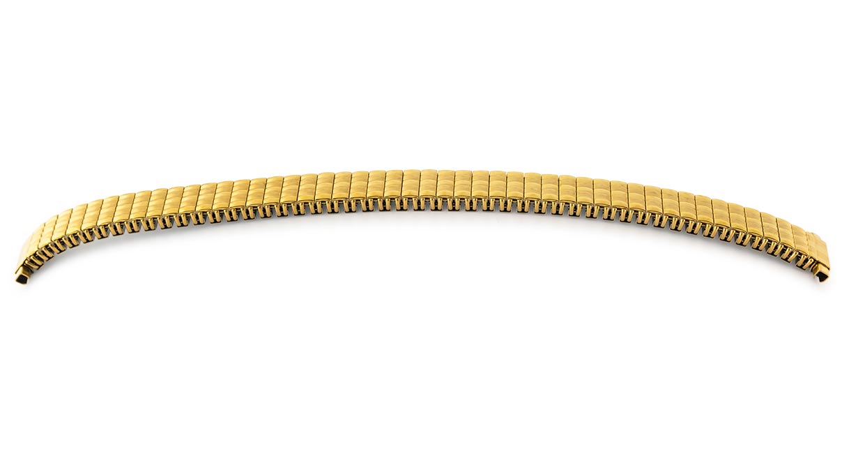 Watch bracelet Flex, stainless steel, gold plated, width 8 mm, lug width 8 - 10 mm, length 155 mm