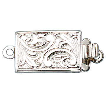 Collierschließe, 925/- Silber rhodiniert, 1-reihig, 8 x 13 mm