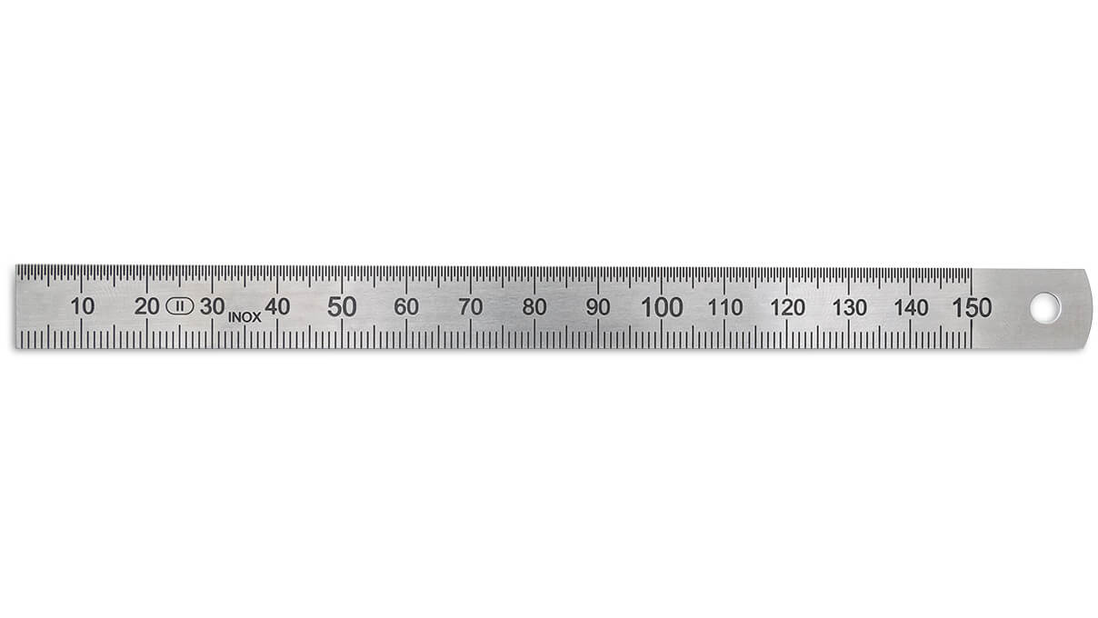 Metalllineal, Edelstahl, 2 Skalen, 150 mm