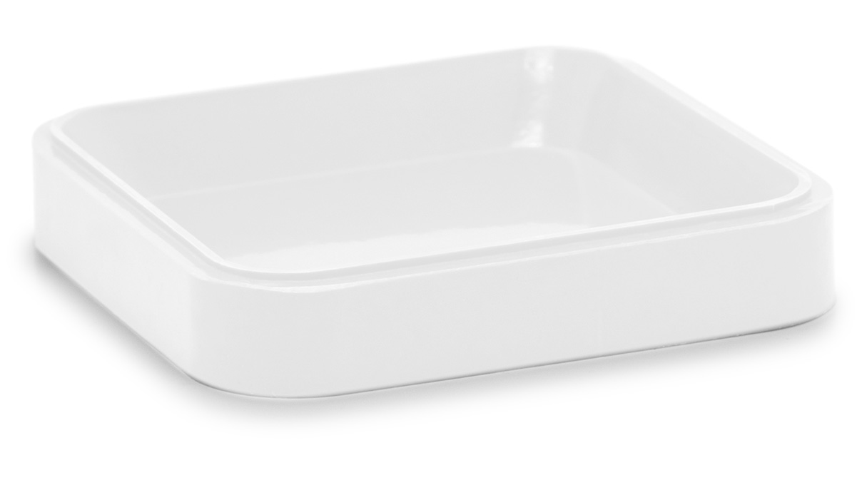 Bergeon 2378 C BLA Viereckige Schale aus synthetischem Material, säurebeständig, weiß, 50 x 50 x 10 mm