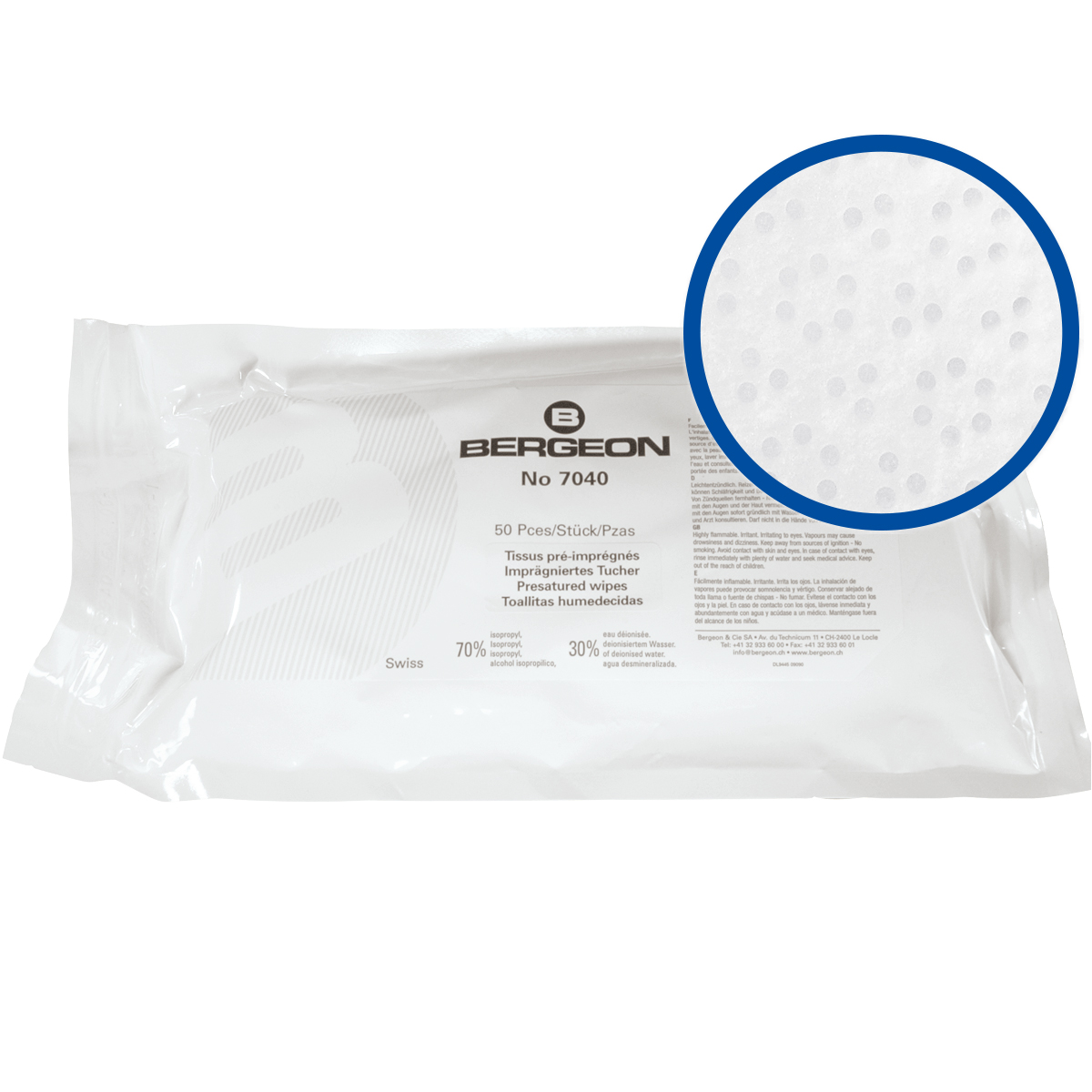 Bergeon cleaning wipes N°7040, polypropylene, for degreasing