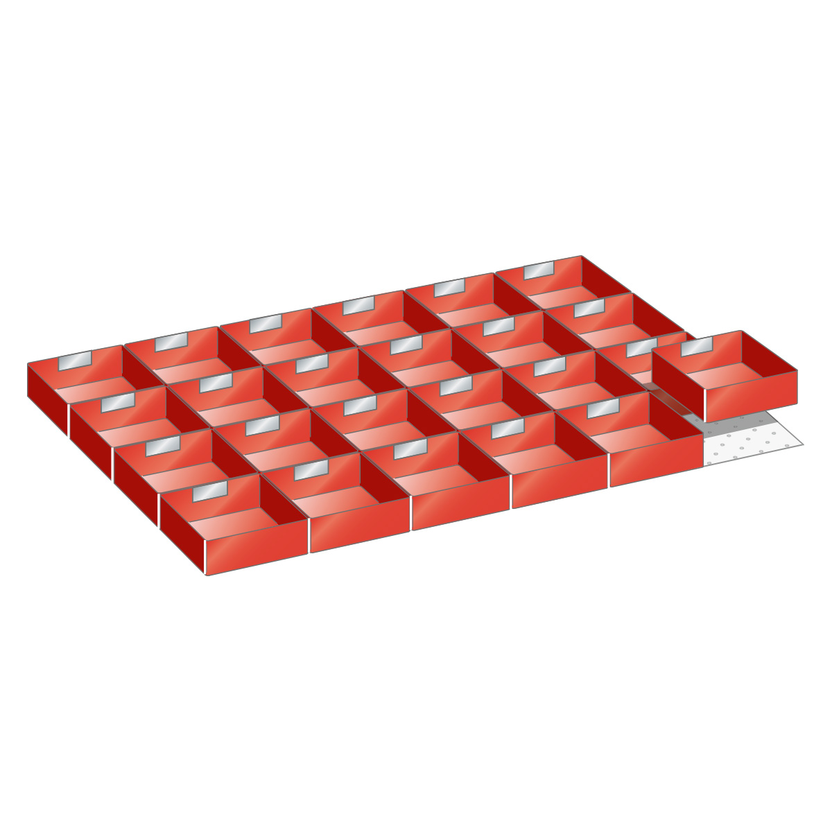 Lista plastic boxes, set for 54 x 36 E with front height 100/125 mm, 24 pieces