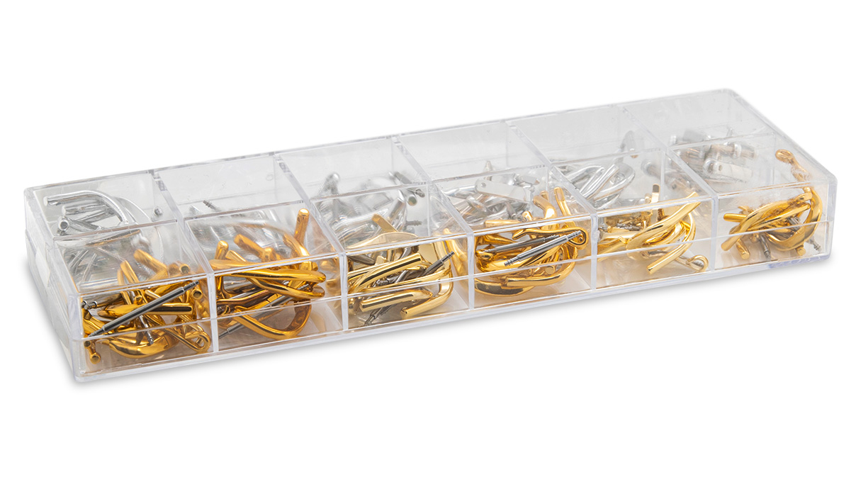 Assortiment 40 stuks gespen voor lederen armbanden, wit en geel, 12 - 20 mm