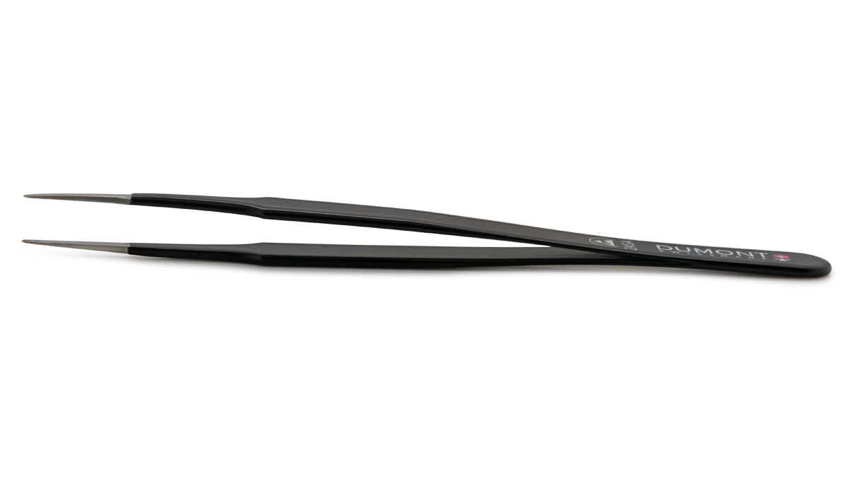 Dumont tweezers type 2A, ESD coating, black, 120 mm