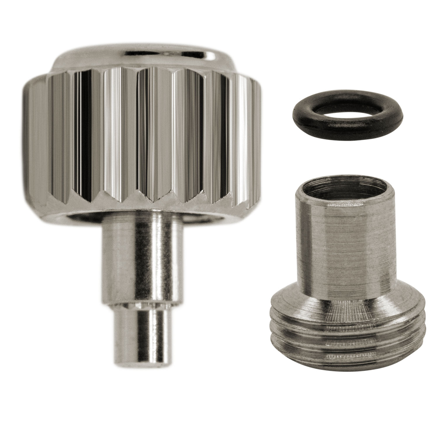 Couronne à vis, PB, acier inoxydable avec tubus/joint, hauteur 3,8, Ø 8,0, tubus 2,9, filetage 0,9, étanche