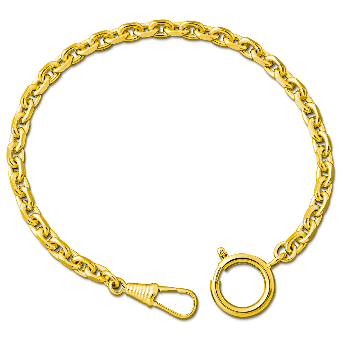 Chaîne de montre de poche, chaîne d'ancre, Ø 1,7 mm, laiton plaqué or, longueur 25 cm