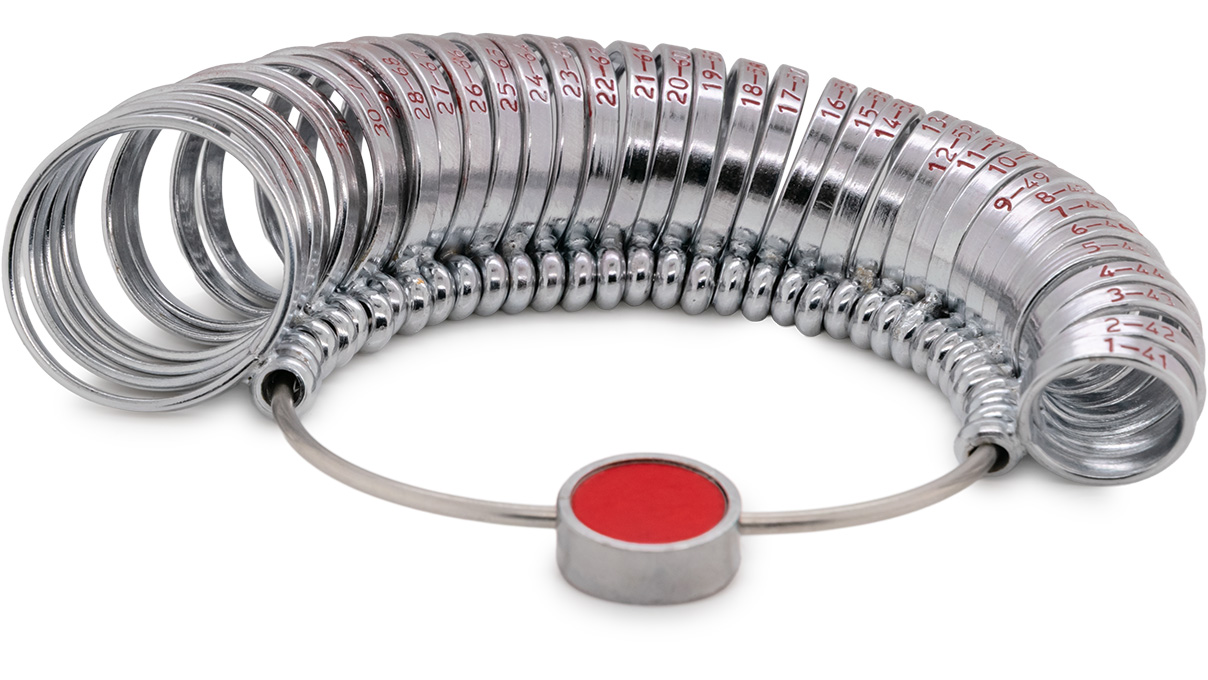 Ringmaß, Metall, EU-Maß 1 - 36, Innenumfang 41 - 76 mm, flach, Breite 3,5 mm Ringmaß, Metall, EU-Maß 1 - 36, Innenumfang 41 - 76 mm, flach, Breite 3,5 mm