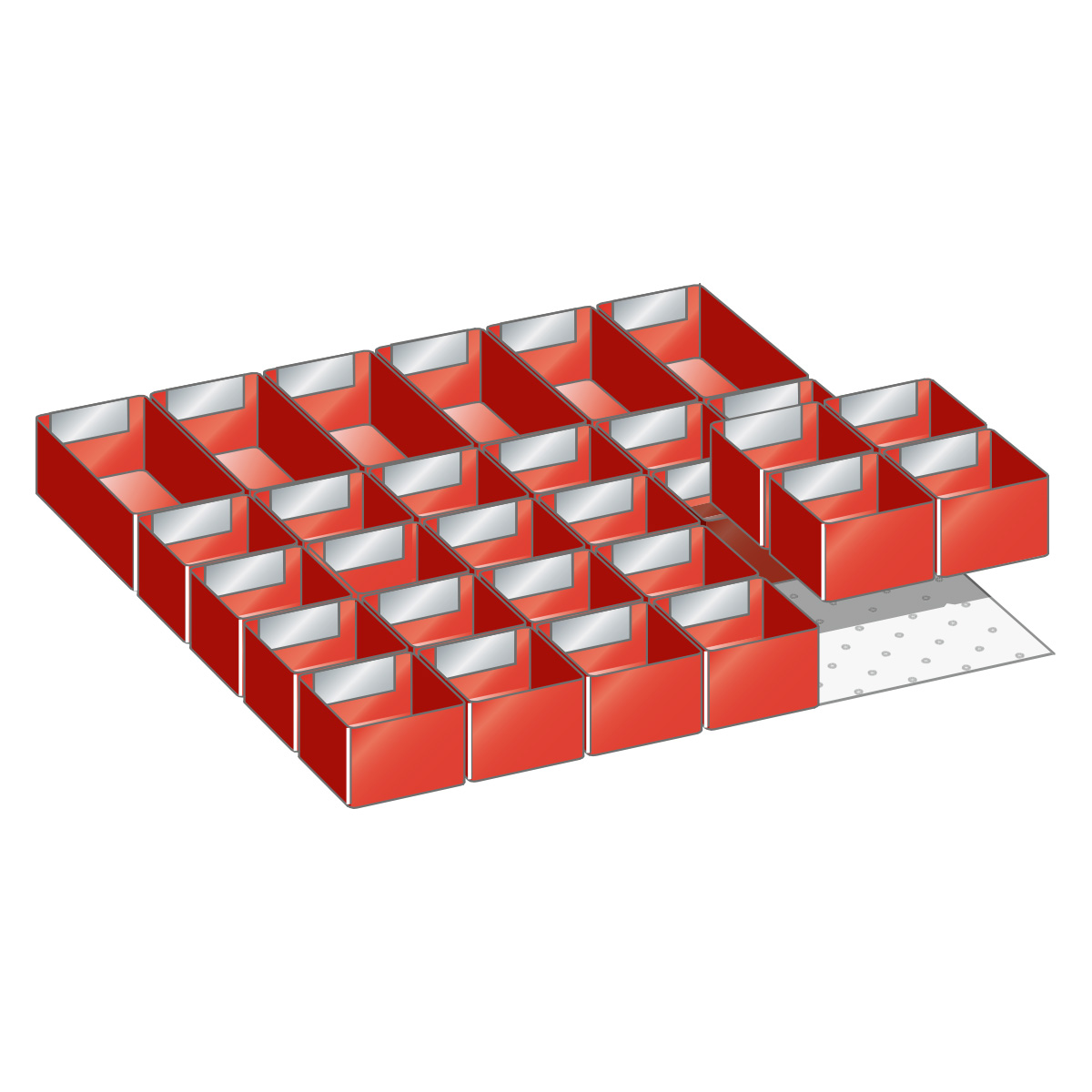 Lista plastic boxes, set for 27 x 27 E with front height 50 mm, 30 pieces