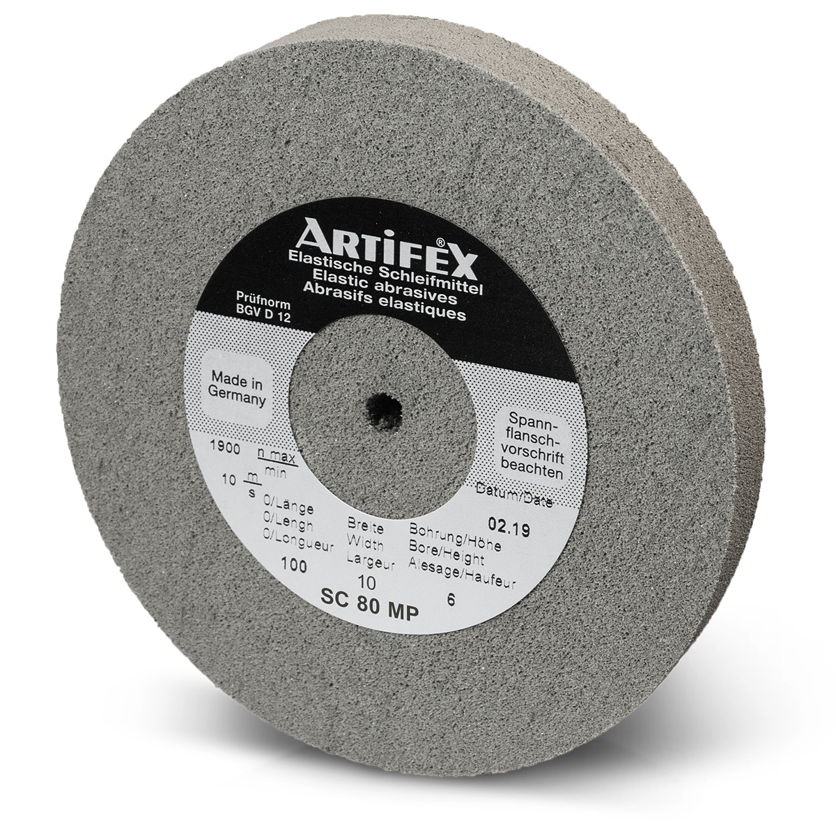 Artifex Schleifscheibe SC 80 MP, Körnung grob, Härte mittel, Ø 150 x 20 mm, Bohrung Ø 6 mm