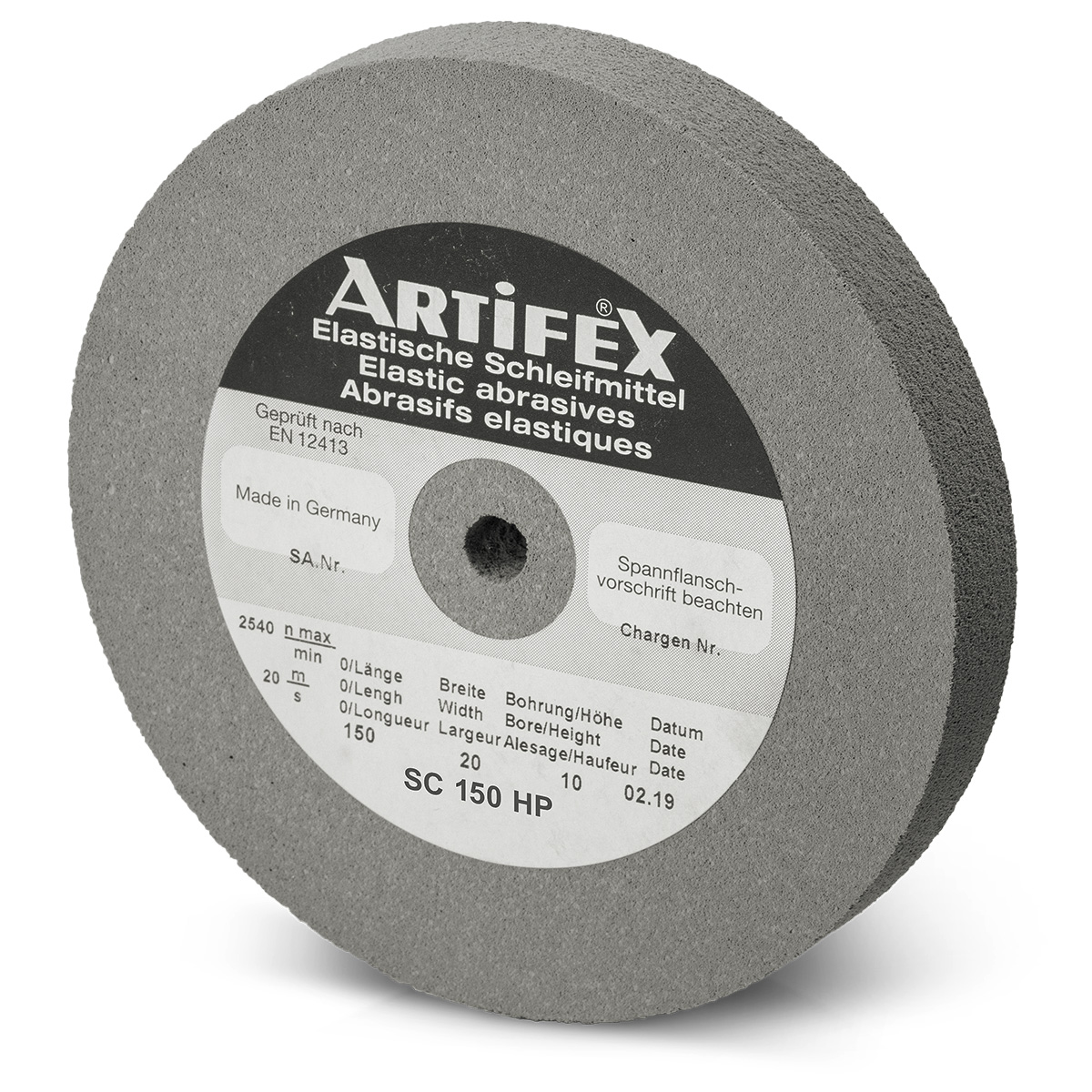Artifex Schleifscheibe SC 150 HP, Körnung mittel, Härte hart, Ø 150 x 20 mm, Bohrung Ø 10 mm