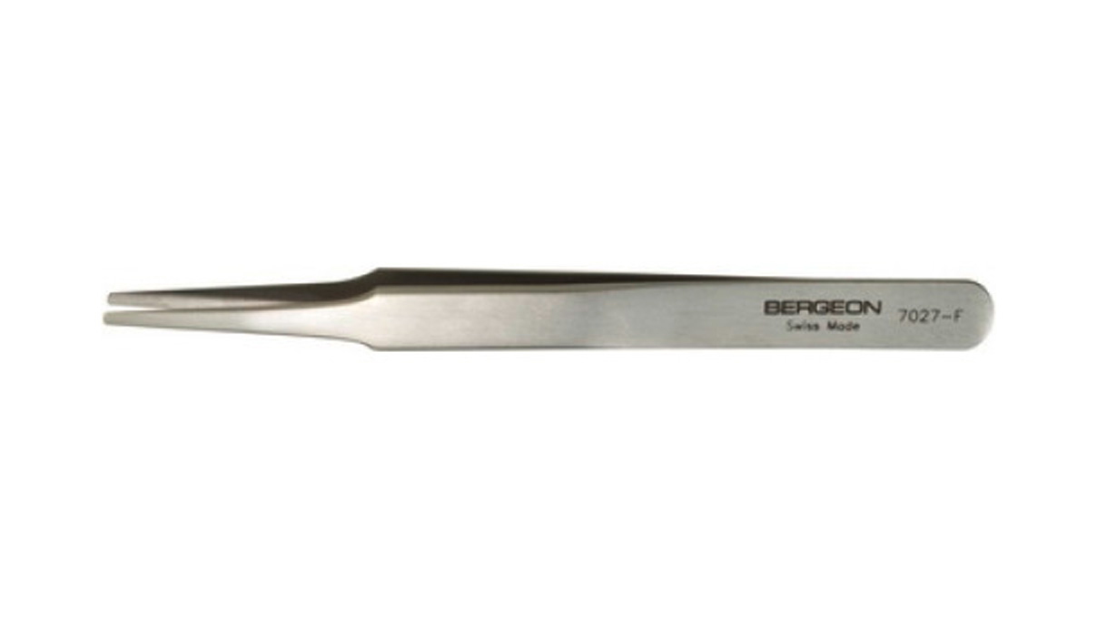 Bergeon 7027-F tweezers type F, flat, 20 % nonmagnetic
