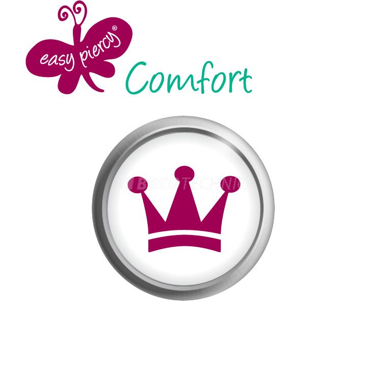 1 paar Easy Piercy Comfort oorknopjes Ø 5,5 mm, wit, kroon roze