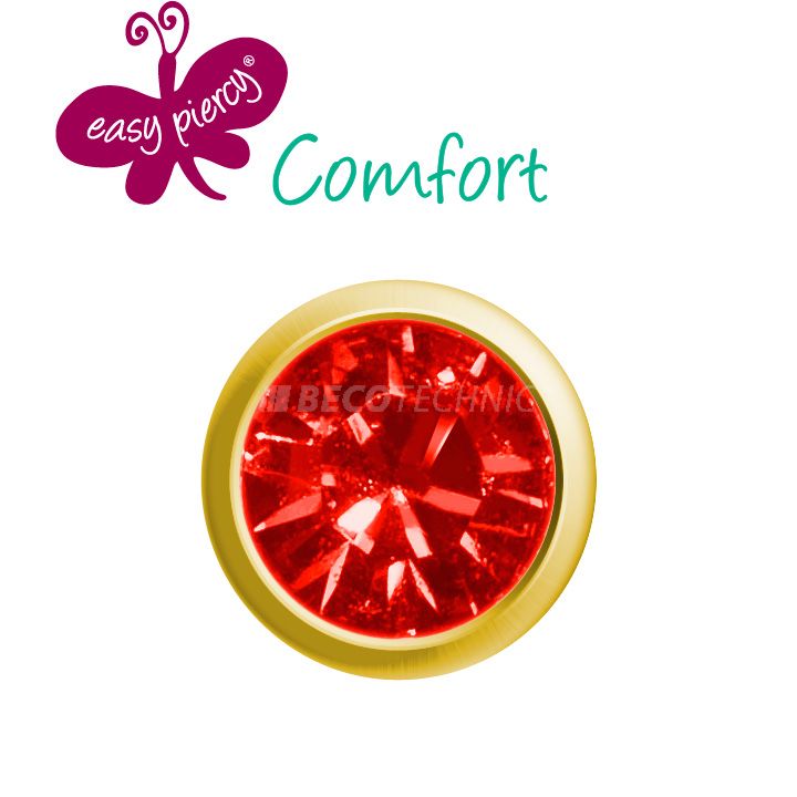1 paar Easy Piercy Comfort oorknopjes Ø 3,95 mm, verguld, imitatie robijn