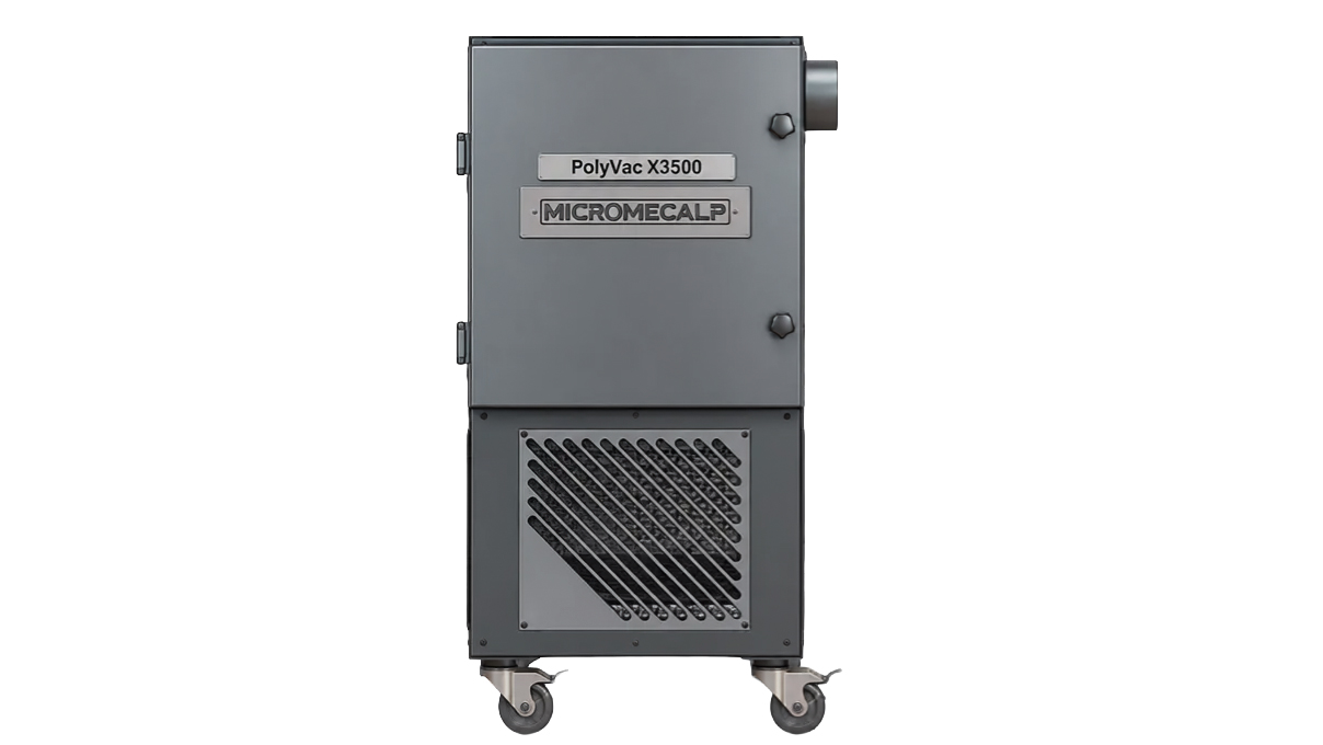 Micromecalp PoliVac X3500 Kompakte Polierabsaugung, 2 Connectoren Ø 100 mm rechts, mobil oder
stationär, regelbar 0 - 100 %,