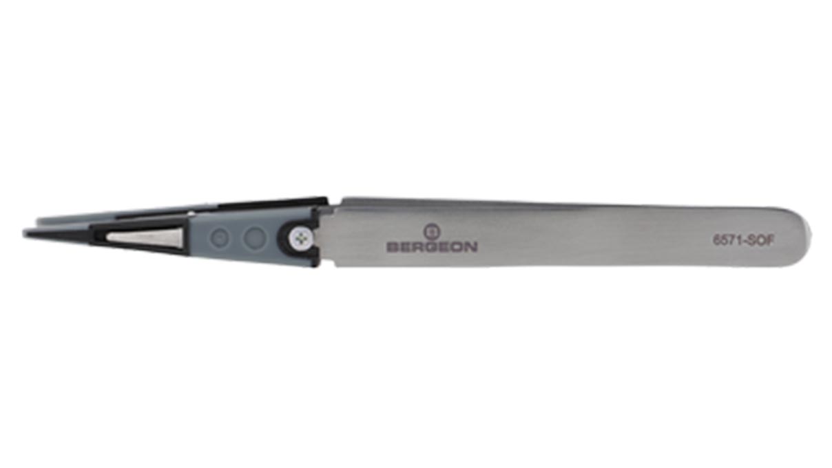 Bergeon 6571-SOF tweezers, elastomer tips