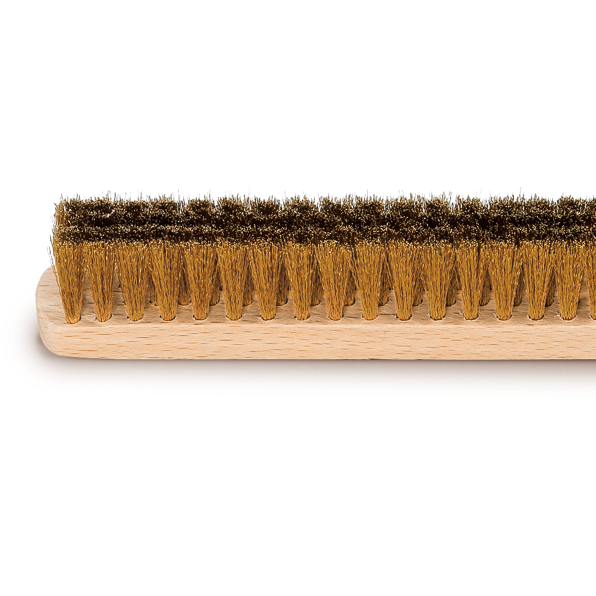 Handborstel, 4-rijig, lengte 220 mm, messing draadharen Ø 0,1 mm