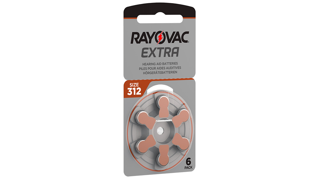 Rayovac Extra, 6 hearing aid batteries No. 312 (Sound Fusion Technology), blister