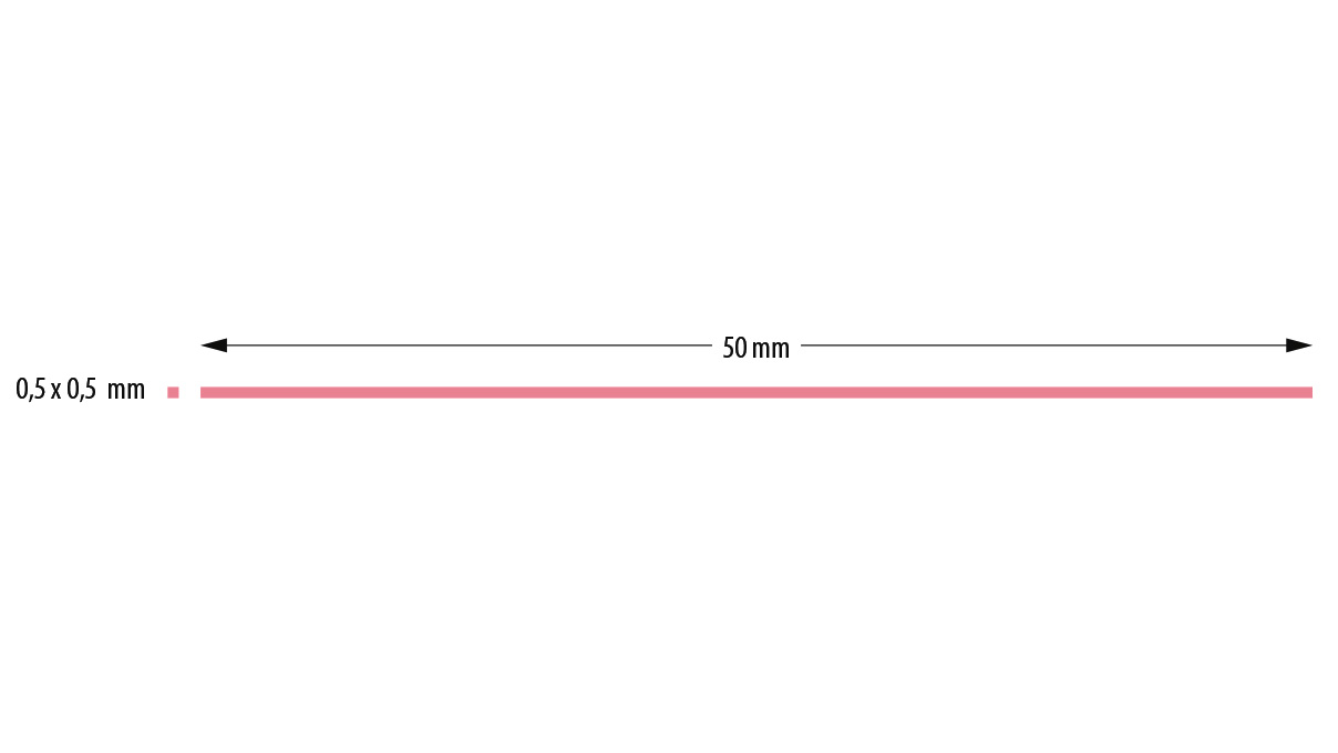 Micro ceramic fiber file, flat, 1200 grit, 0,5 x 0,5 x 50 mm, red