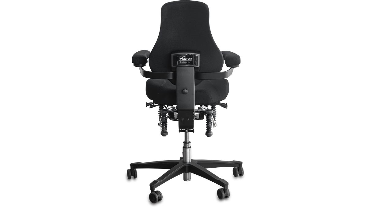 Bioswing OneUP Arbeitsstuhl mit Sattelsitz, Höhe 42 - 52 cm, 180° Armlehnen, weichen Rollen
