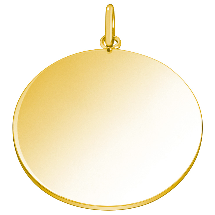 Engraving plate gold plated, round, 30 x 1.4 mm, pendant