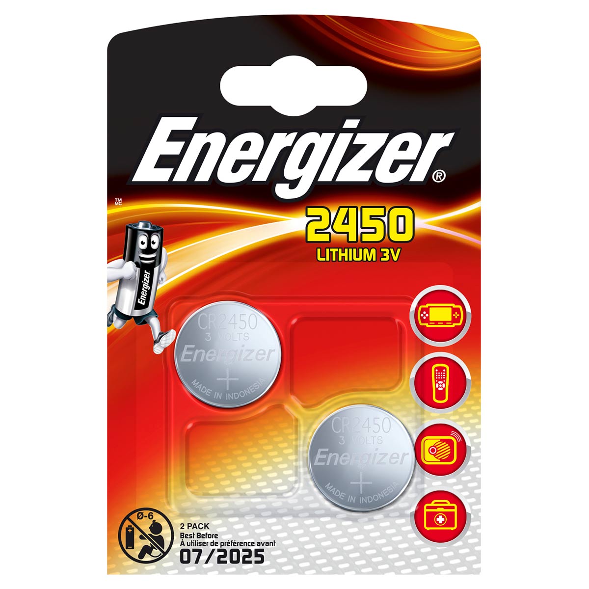 CR 2450 Energizer Lithium 2pcs in a blister