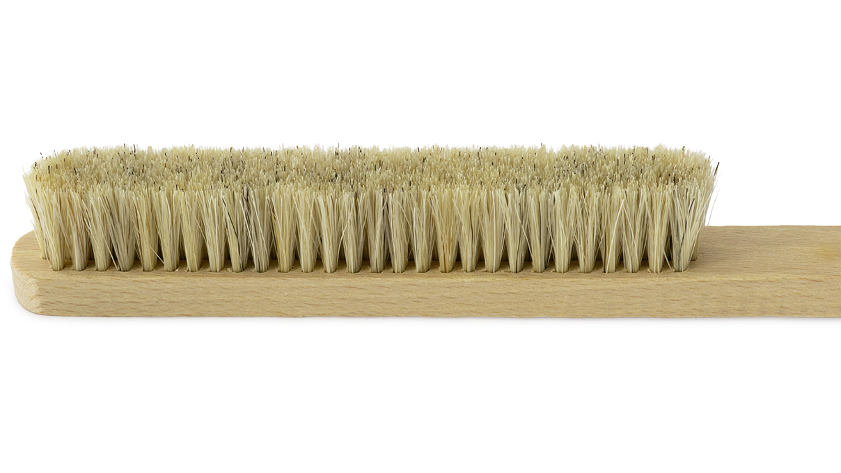 Bergeon 6377-3 handborstel, 4 rijen, houten handvat, witte natuurlijke borstelharen, zacht, lengte 260 mm