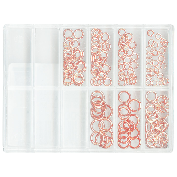 Assortiment met 144 bindringen, Ø 3 - 6 mm, rond, doublé roze