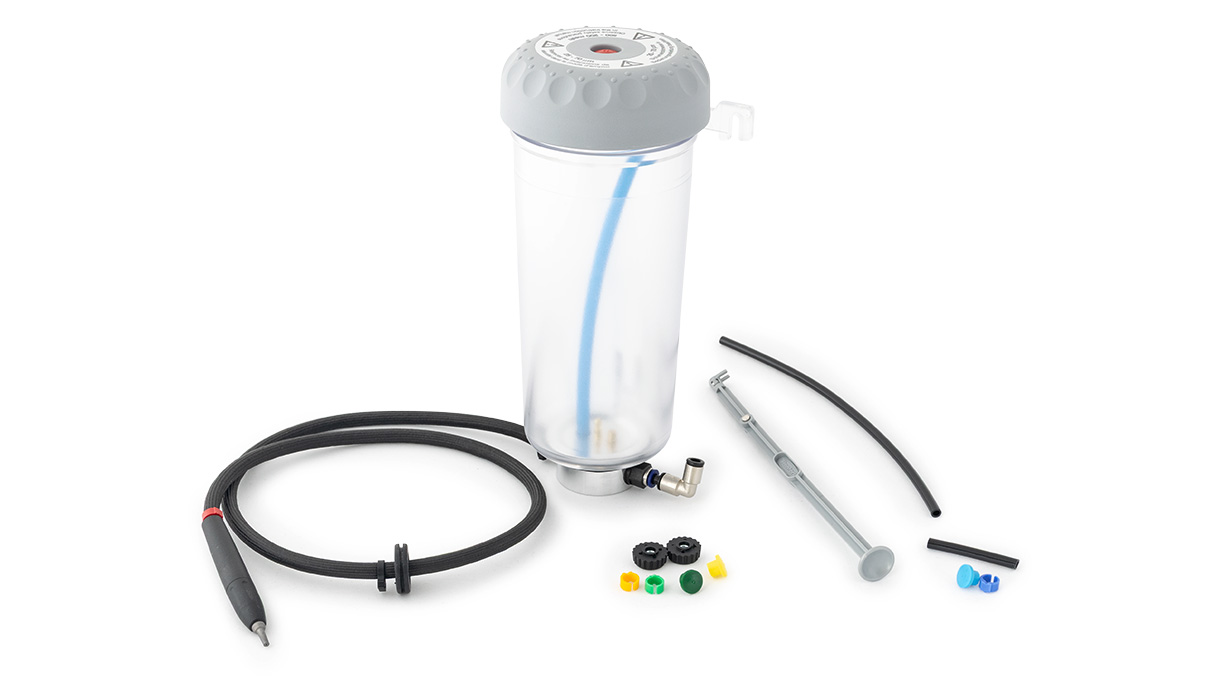 Renfert Extra tank 25 - 70 µm, links, voor Vario Basic, met straalpijp 0,8 mm