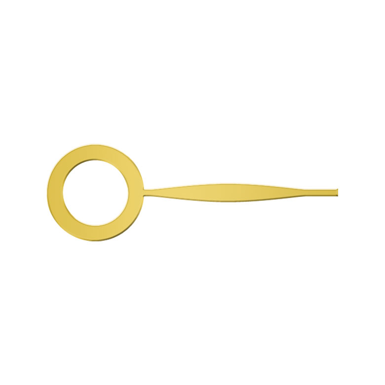 Manecilla de hora, forma de lanza, amarilla, agujero Ø 1,2 mm, longitud 7,5 mm