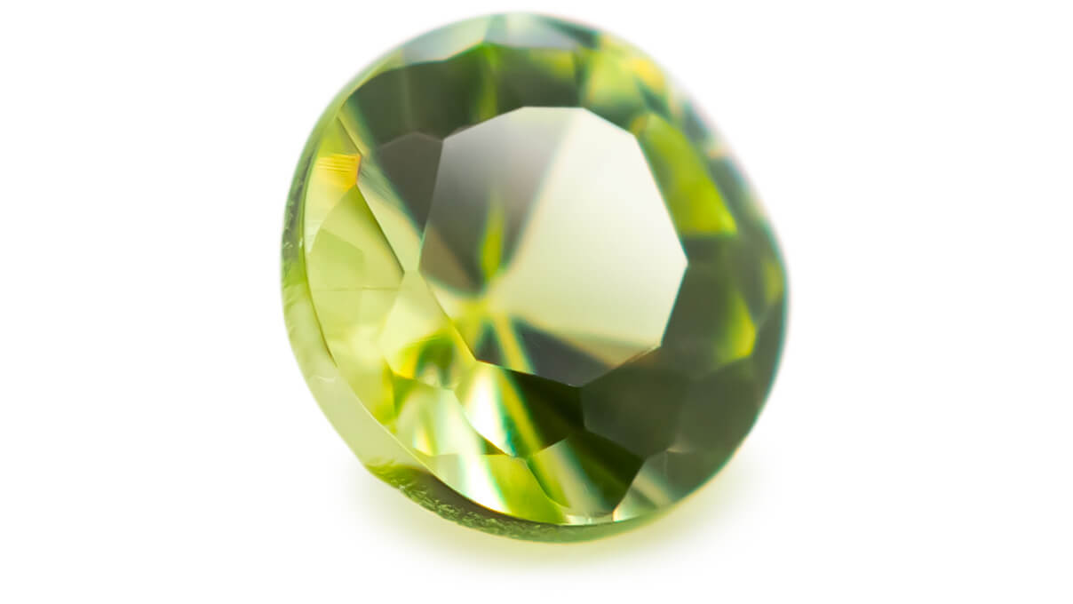 Peridot, green, round, brilliant cut, Ø 3 mm