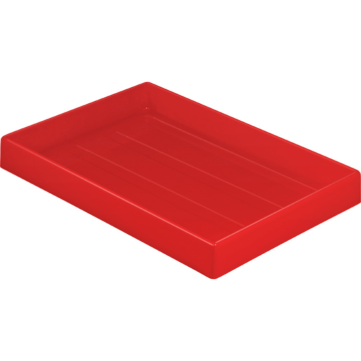 Vacuum-formed trays, red, internal dimension 330 x 35 x 220 mm, stackable, polystyrene