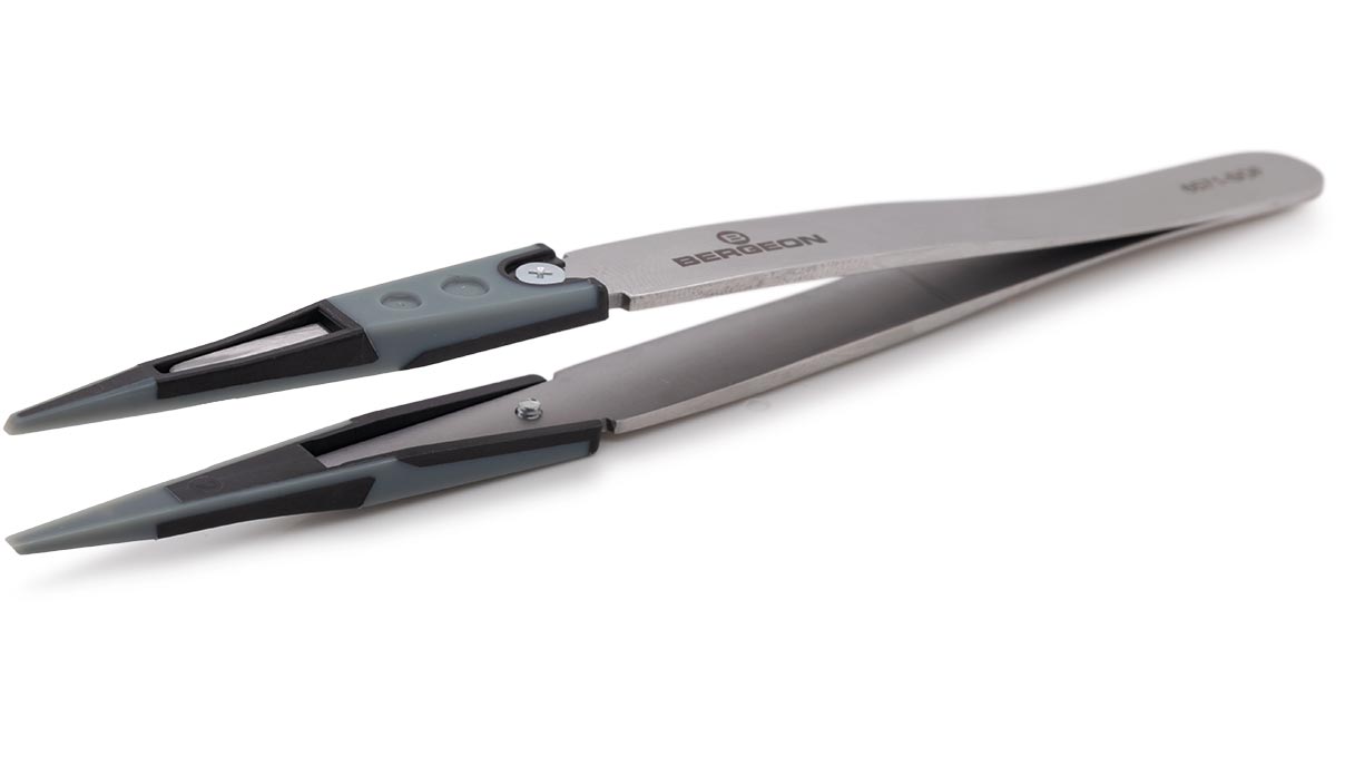 Bergeon 6571-SOF tweezers, elastomer tips