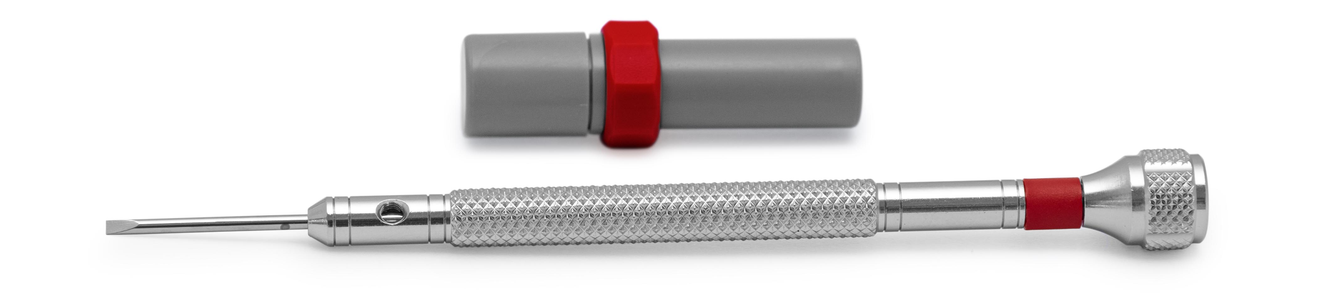 Bergeon 30080-F Schraubendreher, Klinge 1,2 mm, rot, mit Ersatzklingen