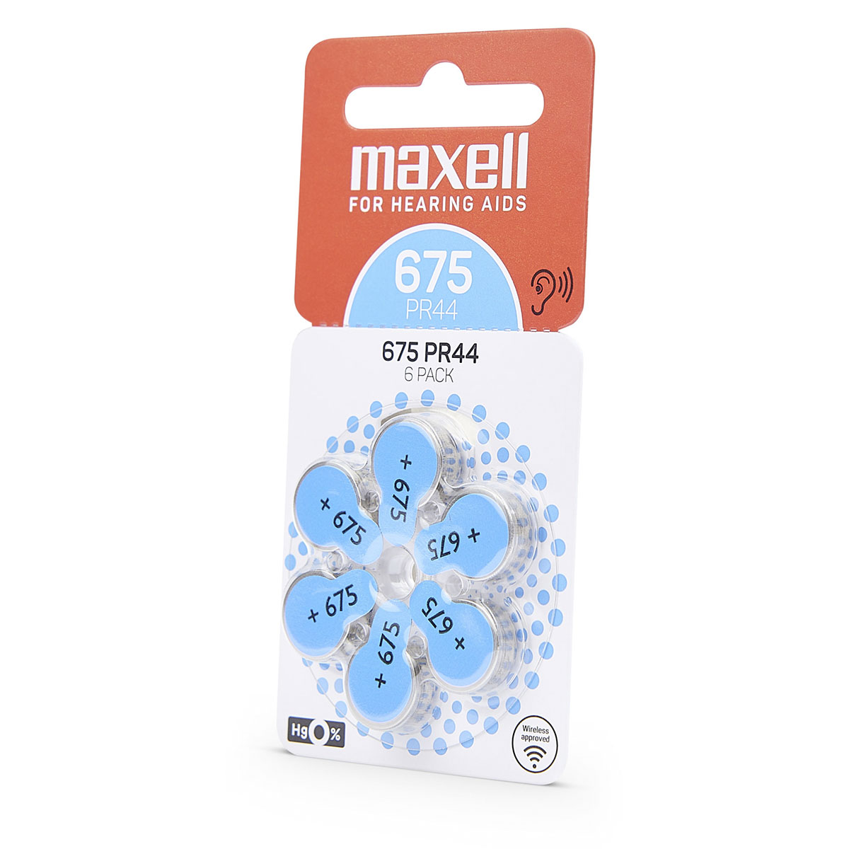 Maxell 6 Hörgerätebatterien Nr. 675, Blister